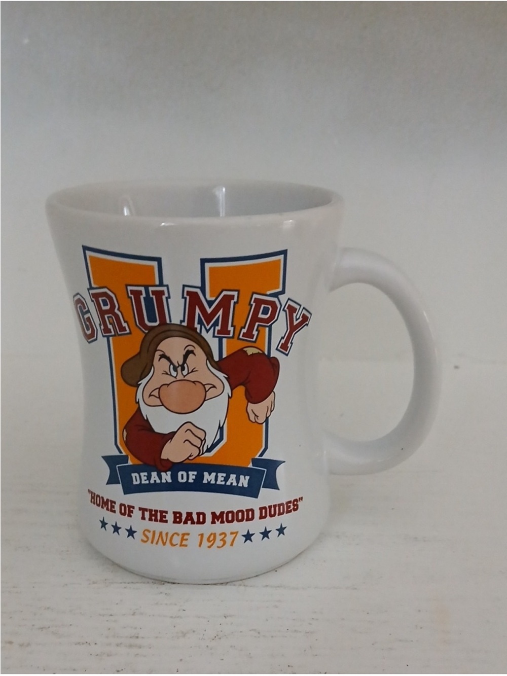 Disney  store Grumpy Character White Ceramic Coffee Mug - Dean of Mean